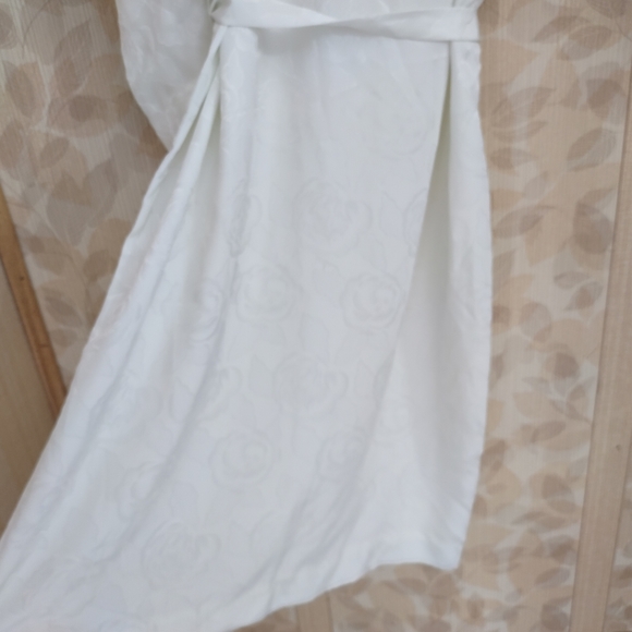 Vintage MS. Chaus Dress Formal Wedding White Rose Floral Shoulder Pads Size 10 - Picture 3 of 9